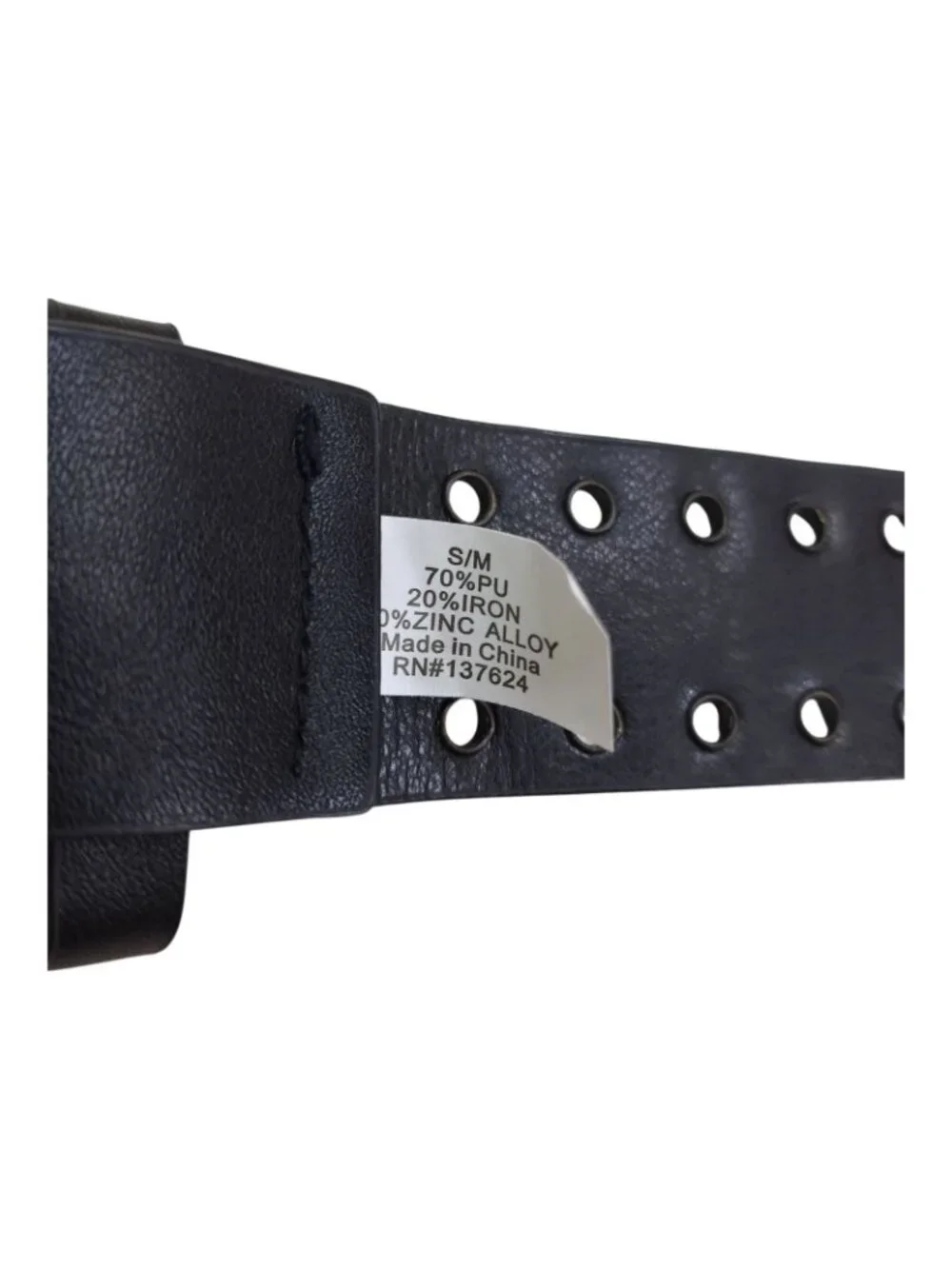 La Valentina Womens Black Belt S/M With Brass Buckle & Eyelets 1 7/8